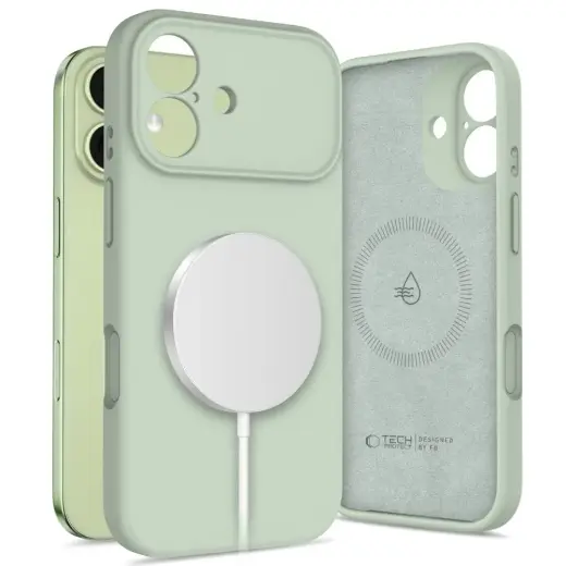 TECH-PROTECT Silicone telefoni ümbris MagSafe toega iPhone 17 roheline