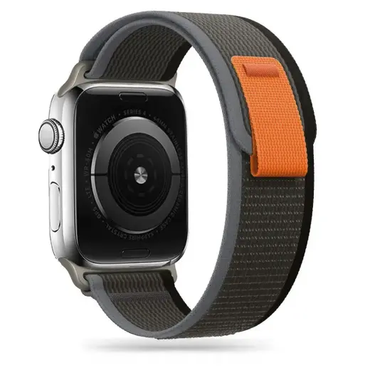 Tech-Protect Nylon išmaniojo laikrodžio dirželis Apple Watch 4/5/6/7/8/9/SE/Ultra 1/2 (42/44/45/49 mm) | nailoninis | juodas/oranžinis