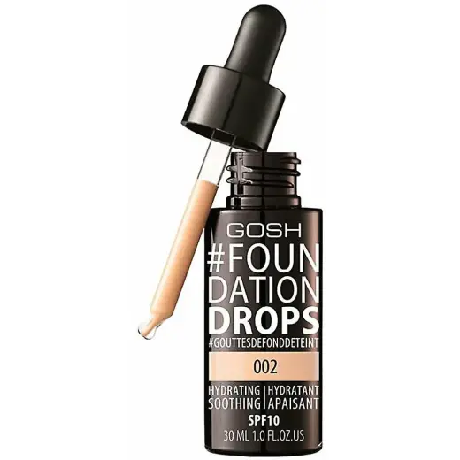 Gosh, Drops, Liquid Foundation, 002, Ivory, SPF 10, 30 ml *Tester