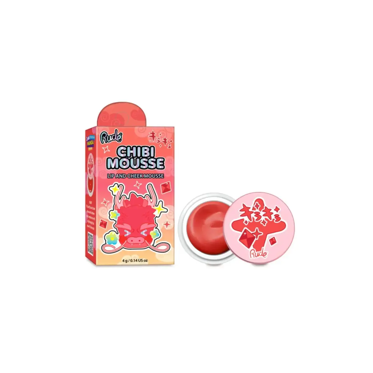 Rude Cosmetics, Chibi Mousse, Lip & Cheek Balm 2-In-1, Toasty, 4 g