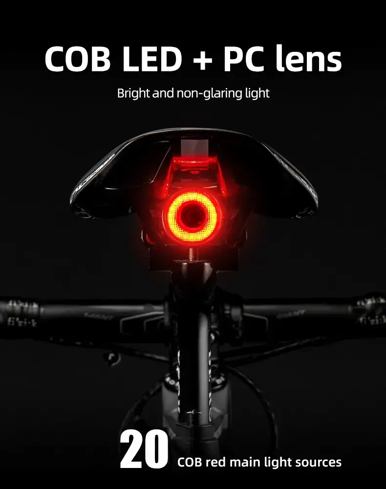 Rockbros Q5 Rear Bike Light with Intelligent Stop System - Black