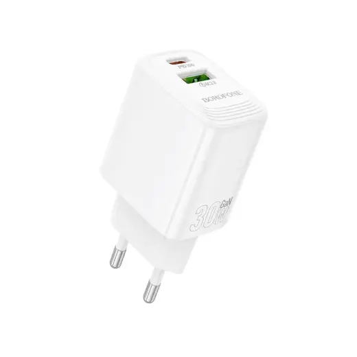 Borofone BN29 travel charger | 30W | QC | PD | USB-A | USB-C | white