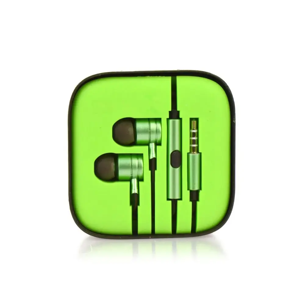 Wire earphones Jack 3,5 mm Mi metal box lime