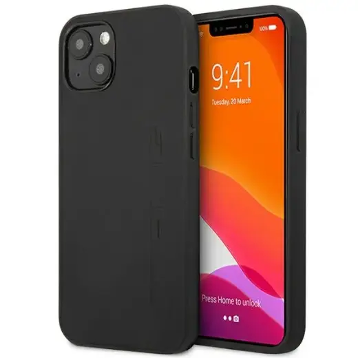 AMG AMHCP14SDOLBK iPhone 14 6,1" czarny|black hardcase Leather Hot Stamped