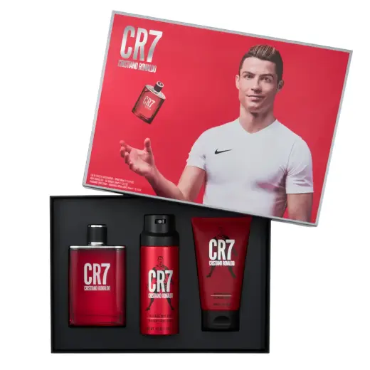 Set Cristiano Ronaldo: CR7, Eau De Toilette, For Men, 100 ml + CR7, Shower Gel, For All Skin Types, 150 ml + CR7, Scented Spray, For Men, 150 ml