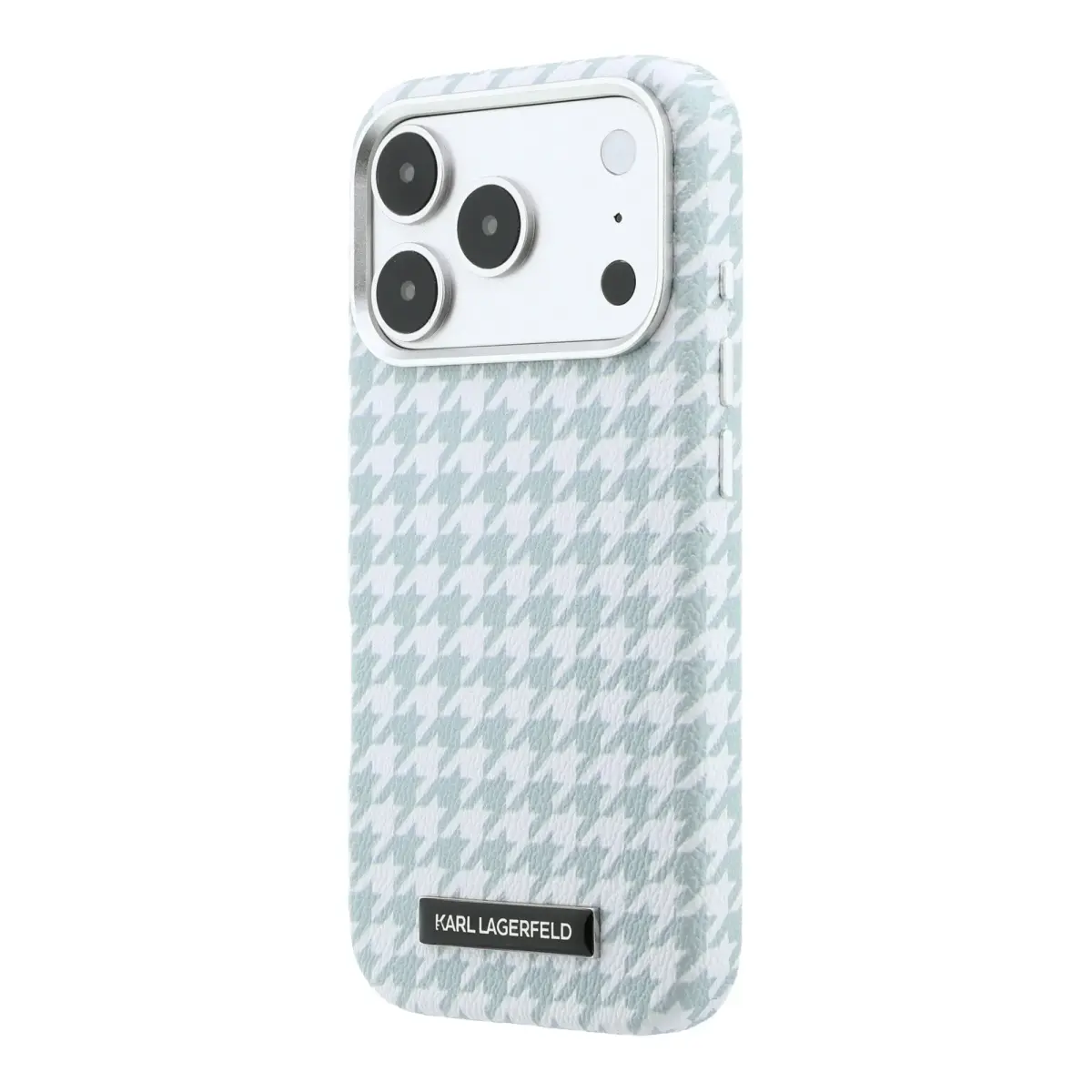 Karl Lagerfeld PU Houndstooth Resin Plate maciņš ar MagSafe atbalstu telefonam iPhone 17 Pro zils