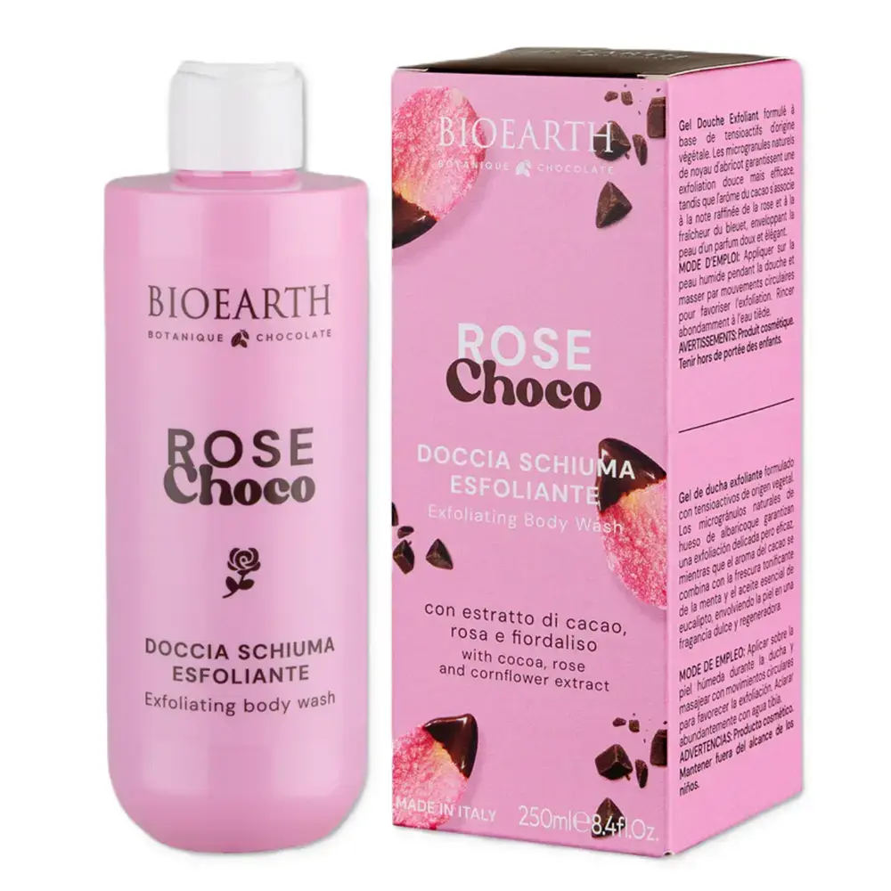 Bioearth, Rose Choco, Cleansing & Exfoliating, Shower Gel, For All Skin Types, 250 ml