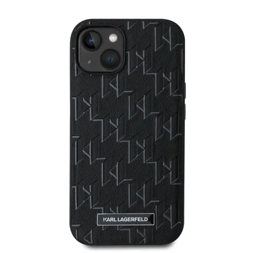 Karl Lagerfeld PU Leather Monogram Metal Logo MagSafe Case for iPhone 14 Black