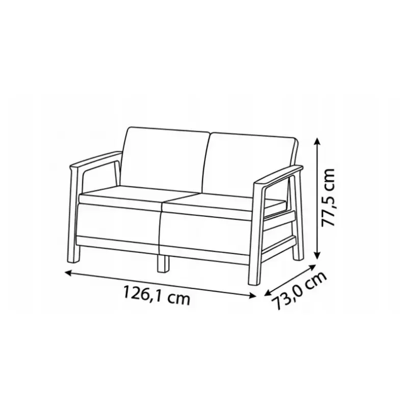 Dārza dīvāns divvietīgs Scandi Linea 2 Seater Sofa gaiši pelēks/tumša tērauda pelēks