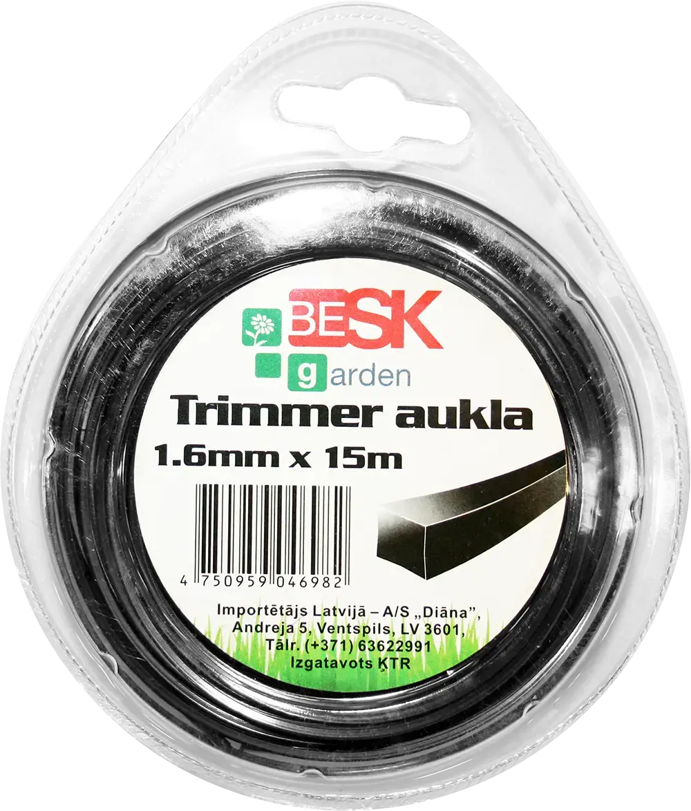 Trimmera aukla 1.6mm*15m kvadr.