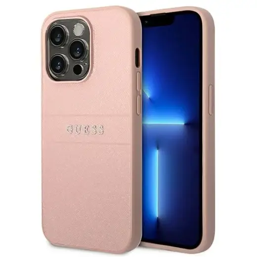 Guess GUHCP14LPSASBPI iPhone 14 Pro 6,1" różowy|pink Saffiano Strap