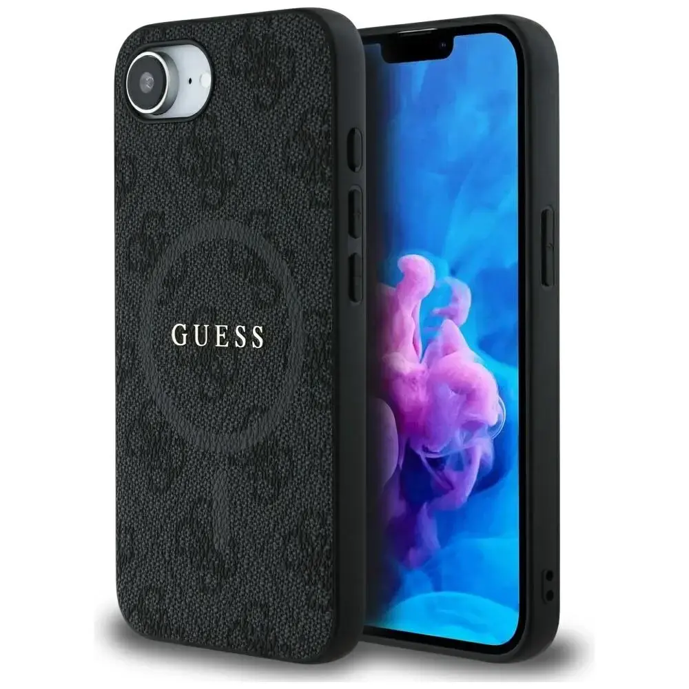 Case Guess 4G Ring Classic Logo MagSafe for iPhone 16e black