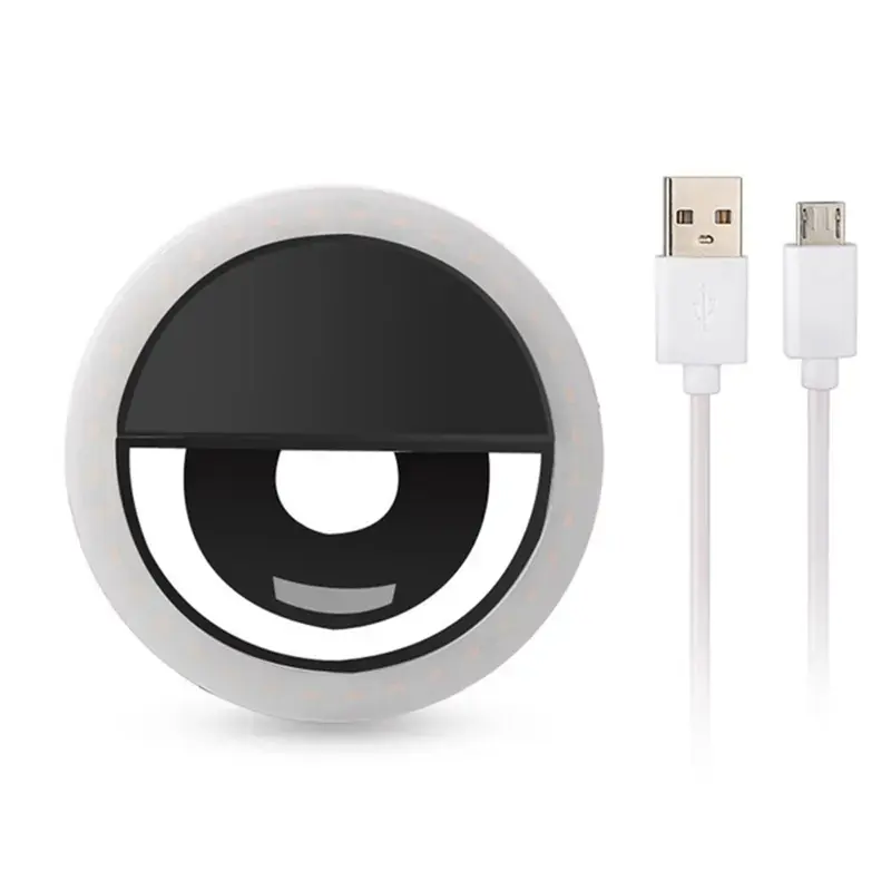 Ring lamp for selfie black + USB to Micro USB cable