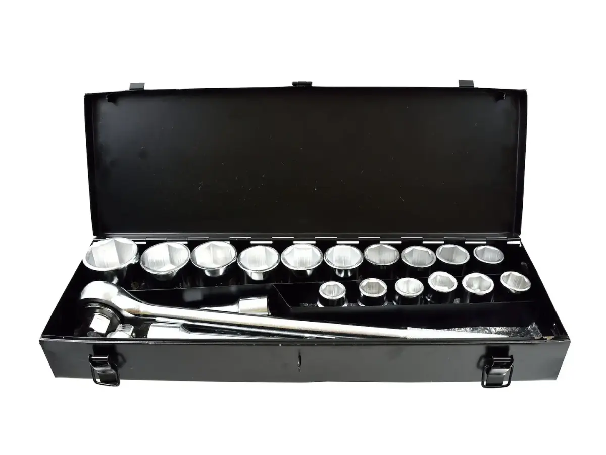 6-point Socket Set 3/4" 19-50mm, 21 pcs, in metal box