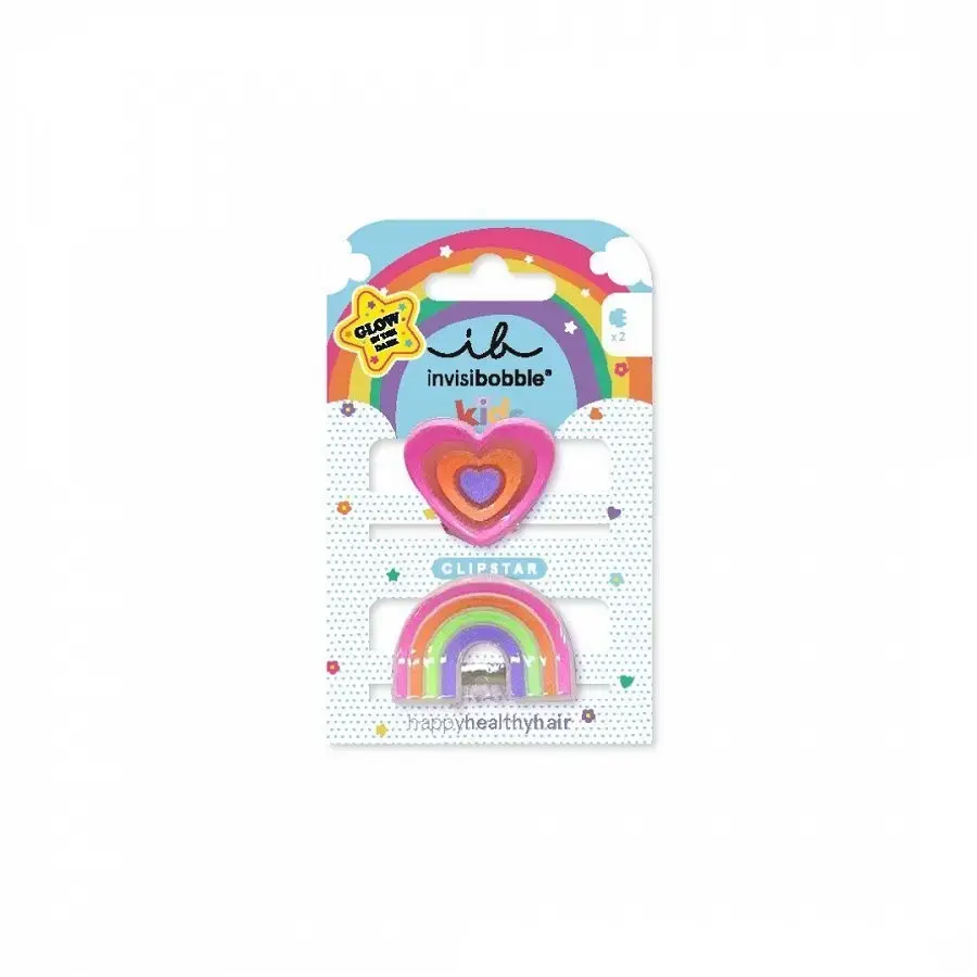 Clipstar Glow Happy Heart - Hair Clip 2pcs