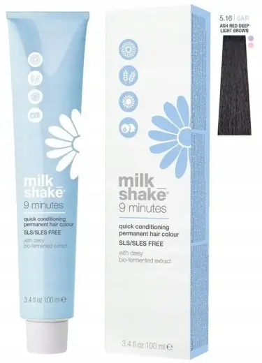 Milk Shake, 9 Minutes, Permanent Hair Dye, 5.165AR Ash Red Intense Light Brown, 100 ml