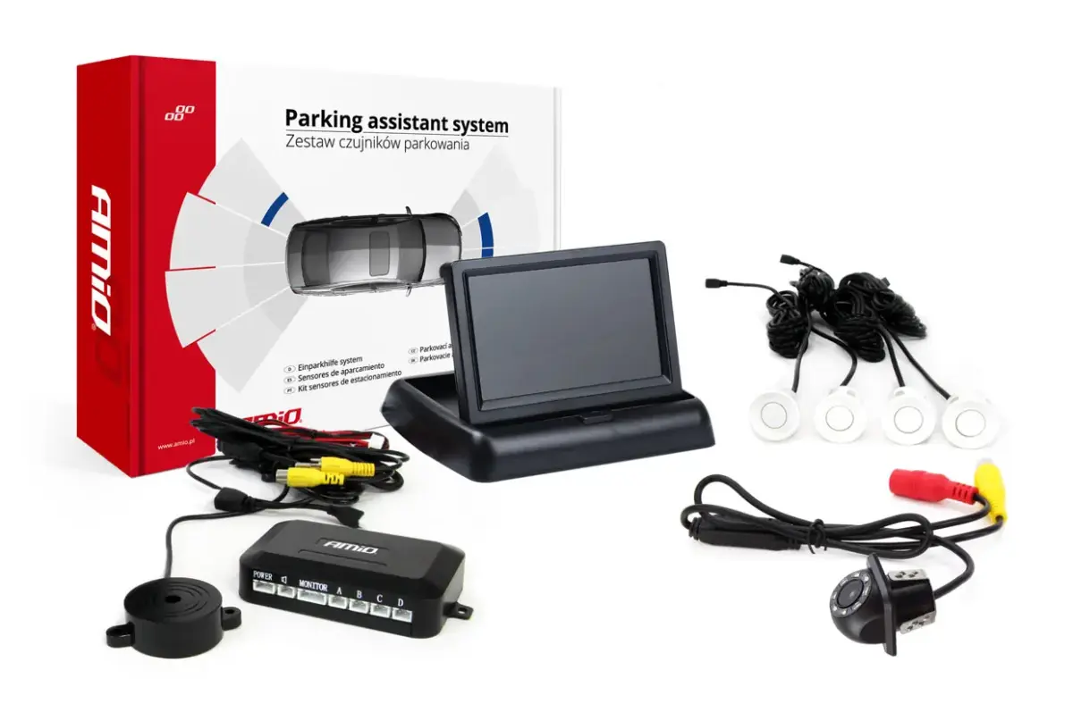 Parking assistant system TFT02 4,3" with HD-305-LED 4 sensors white