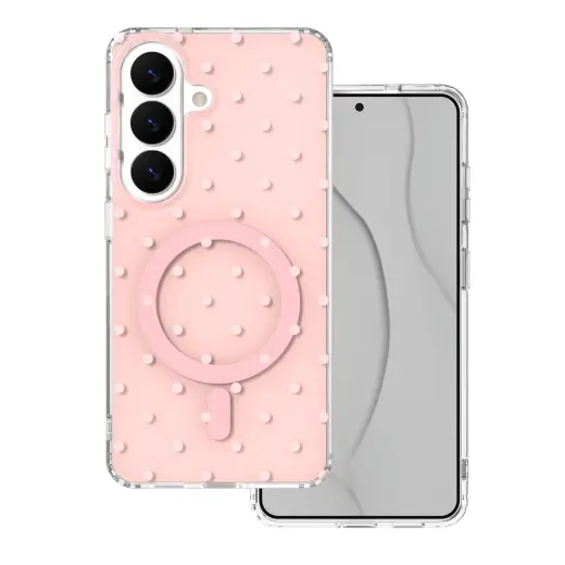 Bubble Dots Mag phone case with MagSafe support for Samsung Galaxy S26 (S942) pink