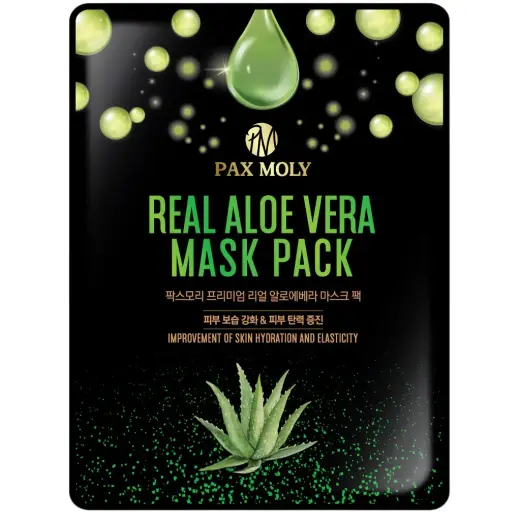 PaxMoly, Real Aloe Vera, Firmness, Elasticity, Hydration, Sheet Mask, For Face, 25 ml