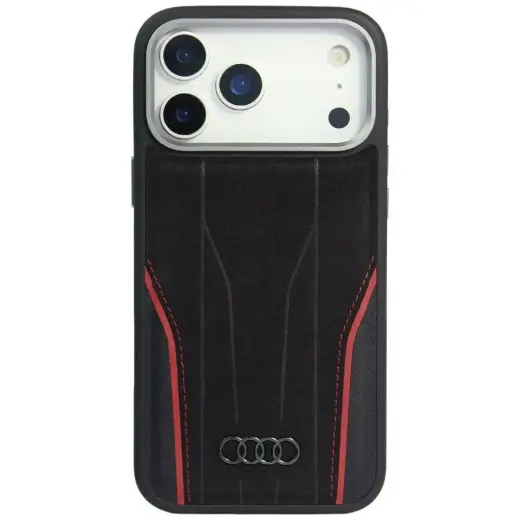 Audi R8 telefona maciņš ar MagSafe atbalstu iPhone 17 Pro melns-sarkans