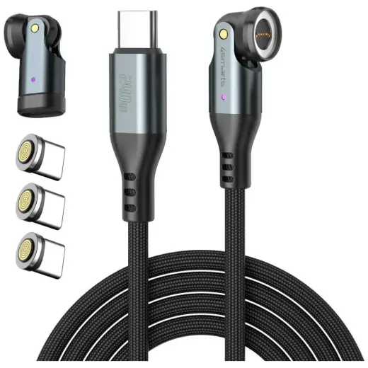 4smarts GravityCord data transfer and charging cable | USB-C to USB-C | 240W | 1.8m | black