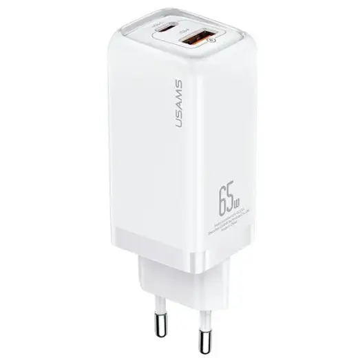 USAMS T47 travel charger | 65W | PD | USB-C, USB-A | white