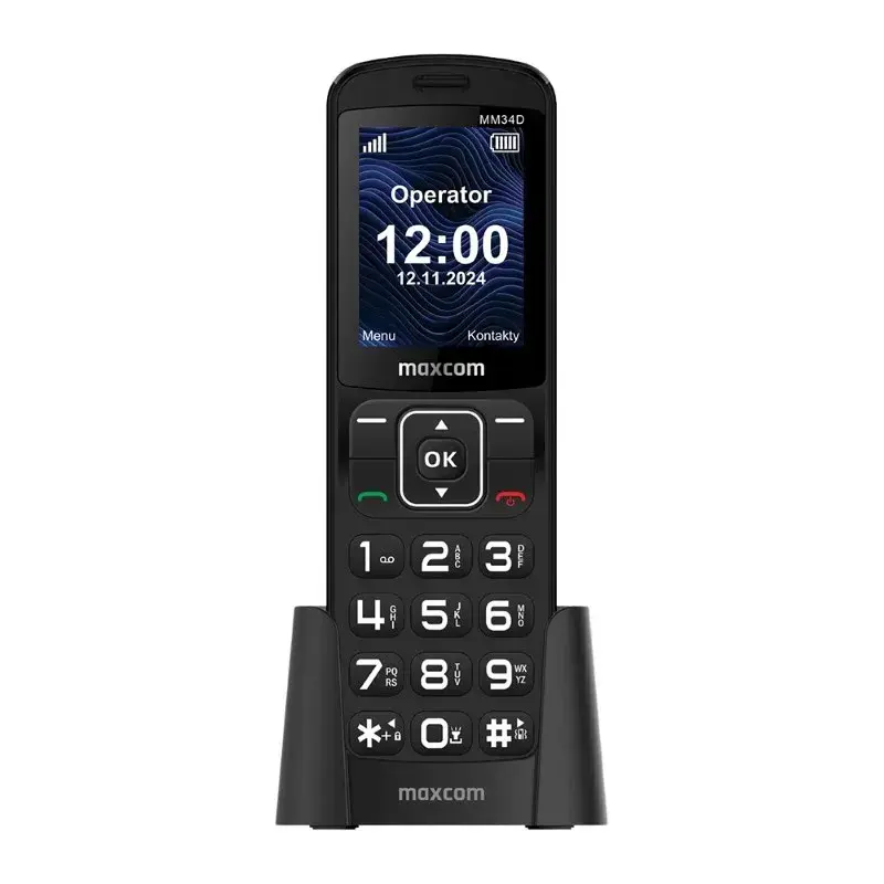 Mobile Phone - MAXCOM MM 34D 4G BLACK + charging dock