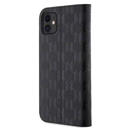 Karl Lagerfeld PU Saffiano Monogram Book Case for iPhone 11 Black