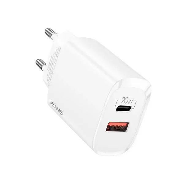 USAMS Ład. siec. 1xUSB-C+1xUSB T35 20W (only head) PD3.0 +QC3.0 Fast Charging biały|white CC121TC01 (US-CC121)