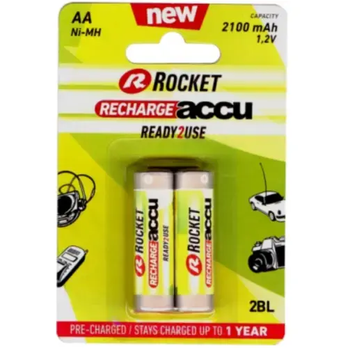 Rocket Precharged HR6 2100MAH ALWAYS READY Blister Pack 2pcs.