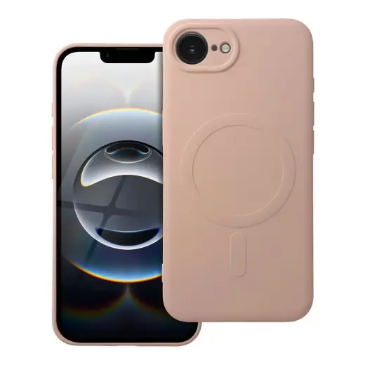 Silicone Mag Cover phone case with MagSafe support for iPhone 16e pink