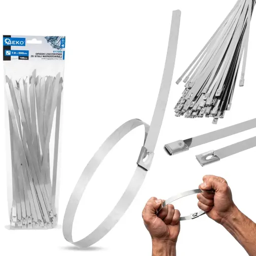 Stainless steel cable ties 7.9x300 mm, 100 pcs