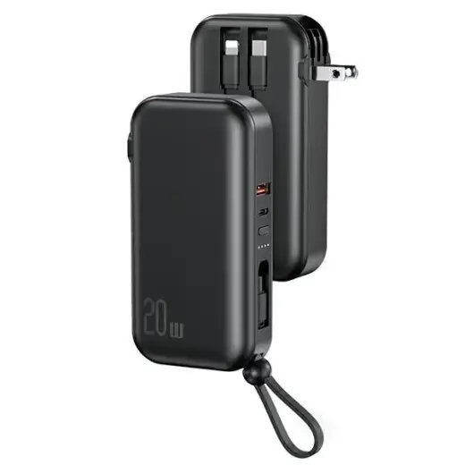 USAMS PB63 3in1 external battery (powerbank) | 10000 mAh | 20W | USB-C, Lightning, Micro USB | black