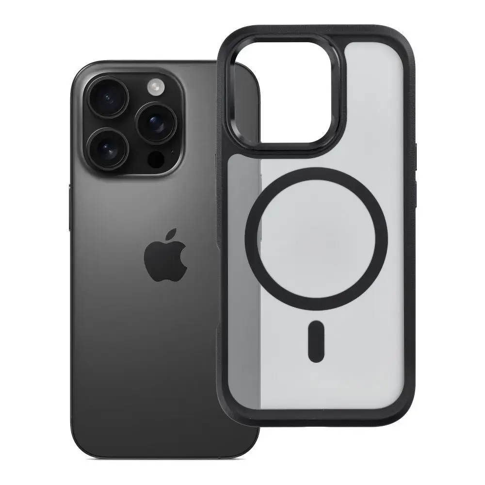 Case for iPhone 16 PRO Forcell F-Protect Smoke Hybrid Premium compatible with MagSafe black