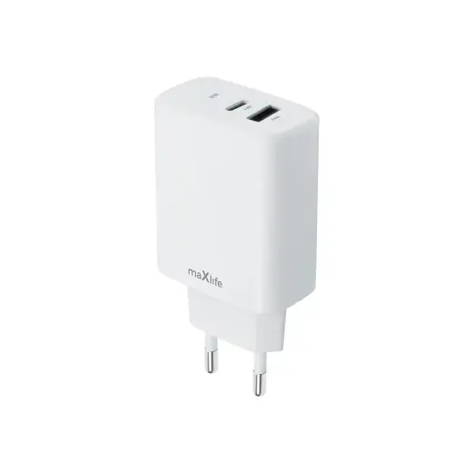 Maxlife MXTC-10-30AC tīkla lādētājs | 30W | PD, QC | USB-C, USB-A | balts