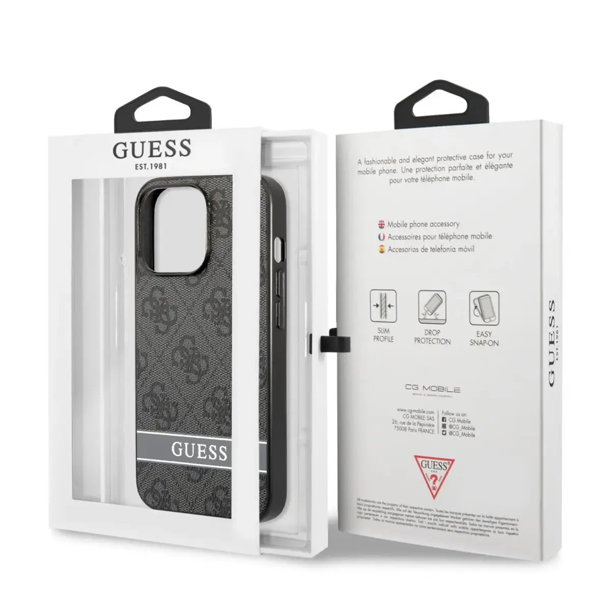 Guess PU 4G Stripe Case for iPhone 13 Pro Grey