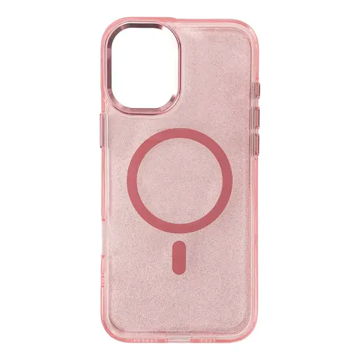Glitter phone case with MagSafe support for iPhone 17 Pro pink