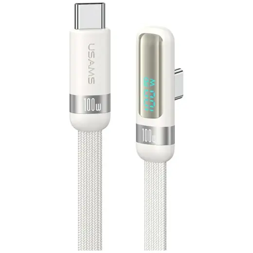USAMS US-SJ653 datu pārraides un uzlādes vads | USB-C uz USB-C | PD | 100W | balts