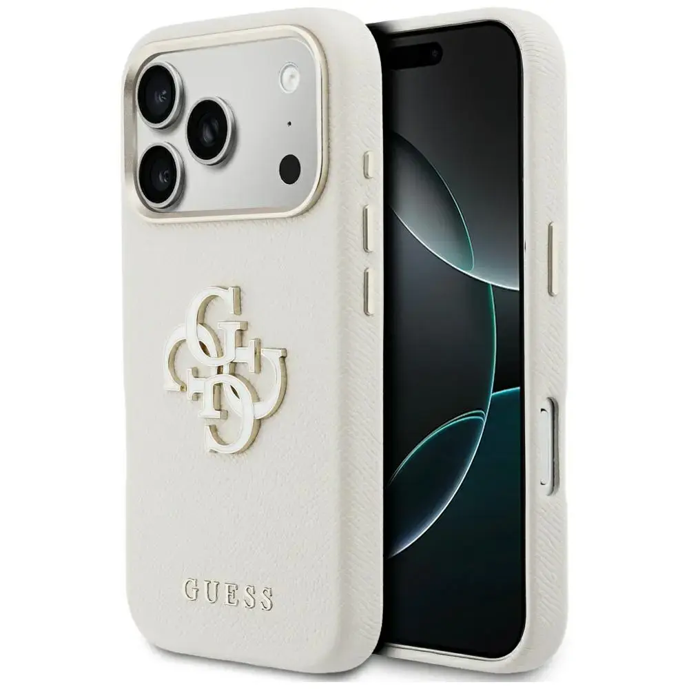 Guess FW Resin Logo maciņš telefonam iPhone 17 Pro bēšs