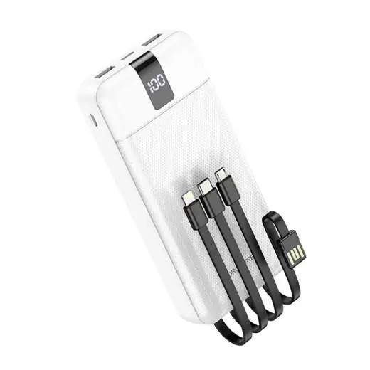 Borofone Внешний аккумулятор (powerbank) 20000mAh BJ20A Mobile - 2xUSB - с 3 в 1 Micro USB, USB-C, Lightning кабель белый