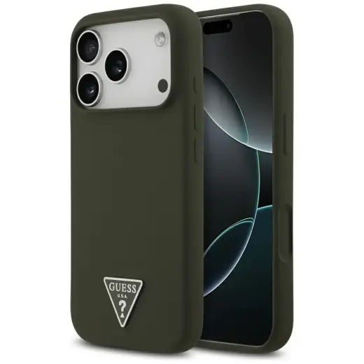 Guess Triangle Logo maciņš ar MagSafe atbalstu telefonam iPhone 17 Pro zaļš