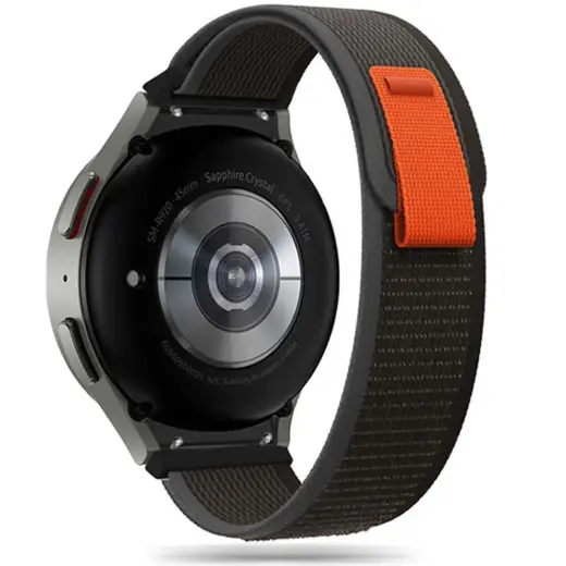 Tech-Protect Nylon išmaniojo laikrodžio dirželis Samsung Galaxy Watch 4/5/5 Pro/6/7/FE | nailoninis | juodas/oranžinis