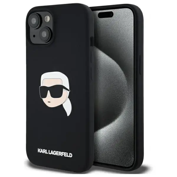 Karl Lagerfeld KLHMP15SSKHPPLK iPhone 15  6.1" czarny|black hardcase Silicone Karl Head Print MagSafe