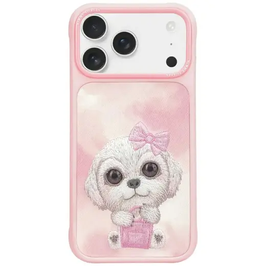 Nimmy Big Eyed Pet 2.0 Dog telefono dėklas, skirtas iPhone 17 Pro, rožinės spalvos