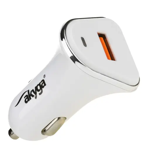 Akyga AK-CH-07 auto lādētājs | 18W | QC | USB-A | balts