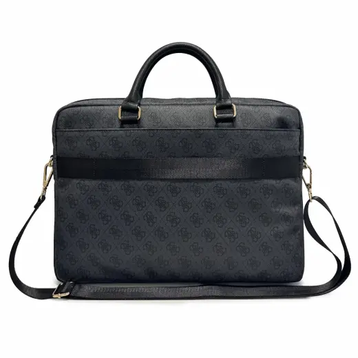 Guess PU 4G Stripe Metal Logo Computer Bag 16" Black
