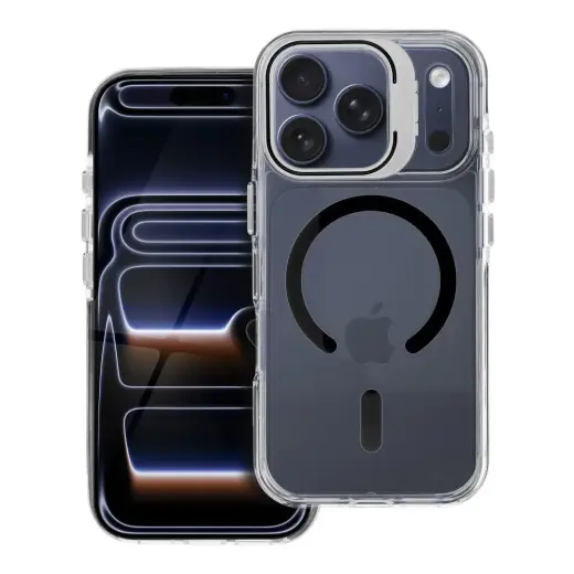 Lens Mag Cover maciņš ar MagSafe atbalstu telefonam iPhone 17 Pro Max | iPhone 18 Pro Max melns (ar kameras aizsargu)