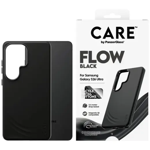CARE by PanzerGlass Flow Black Qi telefoni ümbris Samsung Galaxy S26 Ultra (S948) must