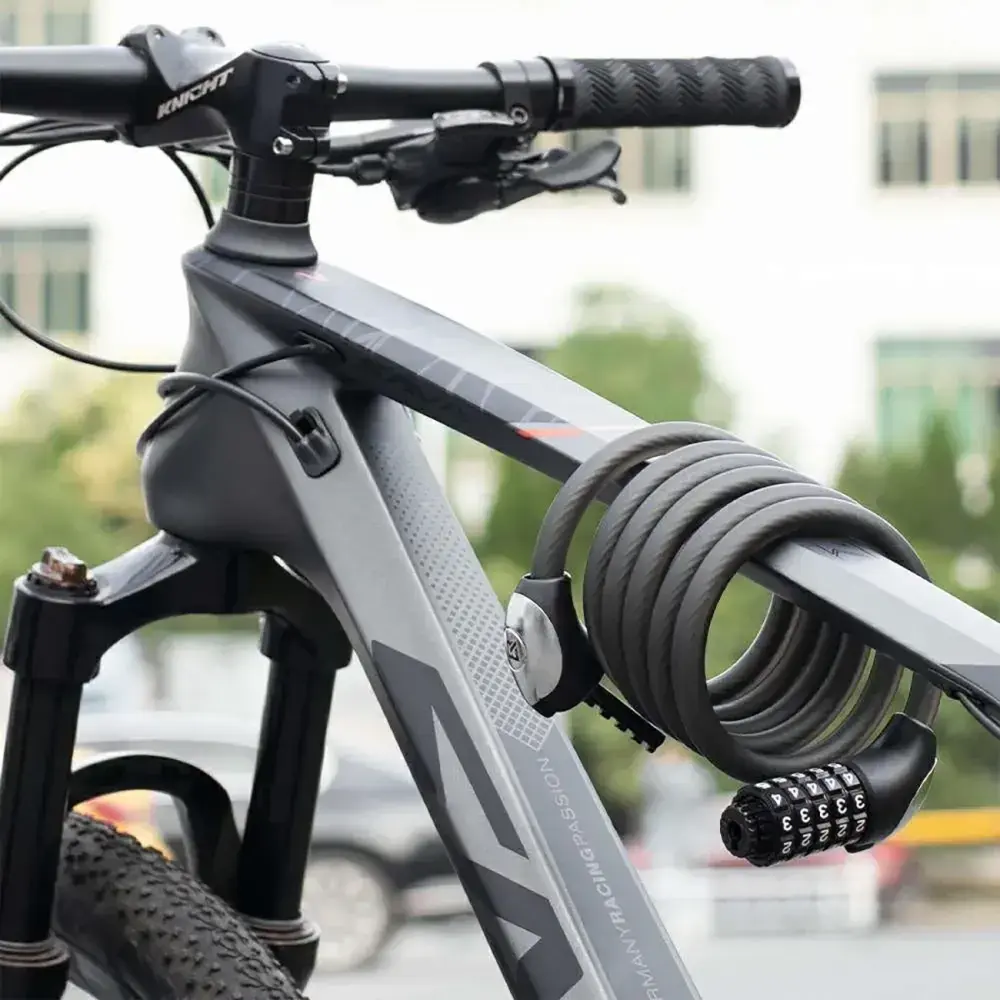 Zapięcie rowerowe Rockbros RKS531 – linka stalowa, szyfr 5-cyfrowy + LED, 180 cm