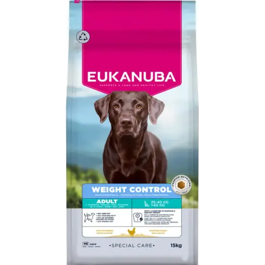 Sausa barība suņiem - Eukanuba Adult, Large, Weight Control, Chicken, 15KG
